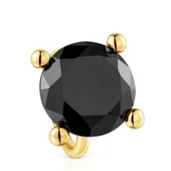 Anel grande banhado a ouro de 18 K sobre prata e ónix Color Black