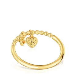 Anel pequeno banhado a ouro de 18 K sobre prata e granada laranja TOUS Grain