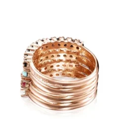 Anel Straight em Prata Vermeil rosa com Pedras Preciosas