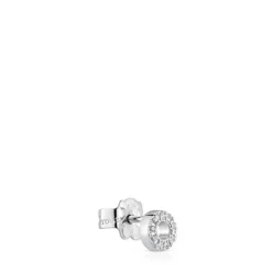 Brinco solto círculo pequeno em ouro branco com diamantes TOUS Grain