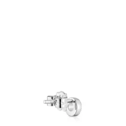 Brinco solto círculo pequeno em ouro branco com diamantes TOUS Grain