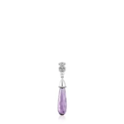 Brinco solto curto urso em ouro branco com diamantes e ametista TOUS Grain