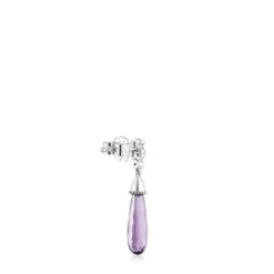 Brinco solto curto urso em ouro branco com diamantes e ametista TOUS Grain