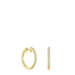 Brincos argola curtos em ouro com diamantes de 12,5 mm Les Classiques