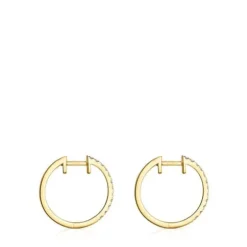 Brincos argola curtos em ouro com diamantes de 12,5 mm Les Classiques