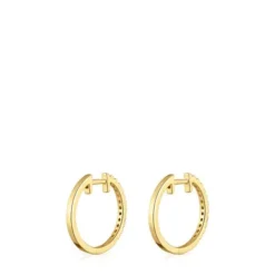 Brincos argola curtos em ouro com diamantes de 12,5 mm Les Classiques