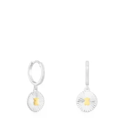 Brincos argola em prata e prata vermeil urso Iris Motif