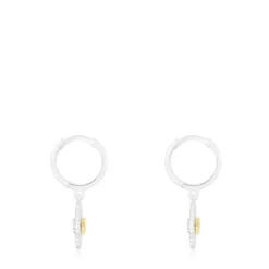 Brincos argola em prata e prata vermeil urso Iris Motif