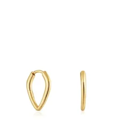Brincos banhados a ouro de 18 K sobre prata curtos com argola espinho Basics