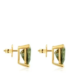 Brincos banhados a ouro de 18 K sobre prata e espinélio verde criado em laboratório TOUS Color LGG