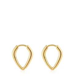 Brincos banhados a ouro de 18 K sobre prata curtos com argola espinho Basics
