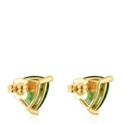 Brincos banhados a ouro de 18 K sobre prata e espinélio verde criado em laboratório TOUS Color LGG