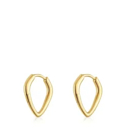 Brincos banhados a ouro de 18 K sobre prata curtos com argola espinho Basics