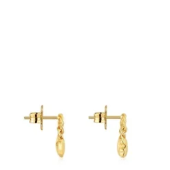 Brincos curtos banhados a ouro de 18 K sobre prata e motivos Bold Motif