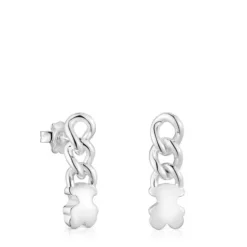 Brincos curtos em prata urso Bold Motif