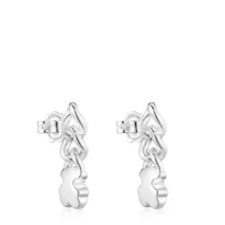 Brincos curtos em prata urso Bold Motif