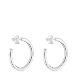 Brincos de argola compridos em prata 24 mm TOUS Basics