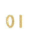 Brincos de argola dupla banhados a ouro de 18 K sobre prata Gloss
