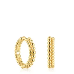 Brincos de argola dupla banhados a ouro de 18 K sobre prata Gloss