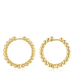 Brincos de argola dupla banhados a ouro de 18 K sobre prata Gloss