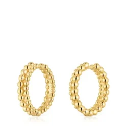 Brincos de argola dupla banhados a ouro de 18 K sobre prata Gloss