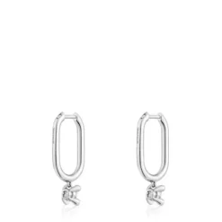 Brincos de argola em platina com diamantes criados em laboratório 0,36 ct TOUS Shine LGD