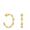 Brincos de argola logo banhados a ouro de 18 K sobre prata 30 mm TOUS MANIFESTO