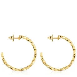 Brincos de argola logo banhados a ouro de 18 K sobre prata 30 mm TOUS MANIFESTO