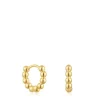 Brincos de argola pequenos com detalhes, banhados a ouro 18 K sobre prata 10 mm Gloss