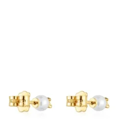 Brincos em ouro com pérola cultivada e motivo de urso Bold Bear