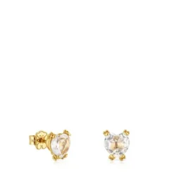 Brincos em ouro e quartzo cristal de rocha Color Pills