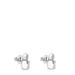 Brincos Mini Color em Prata com Amazonite e Quartzo rosa