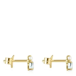 Brincos Mini Ivette em Ouro com Topázio e Pérola
