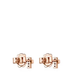 Brincos Motif cruz em Prata Vermeil rosa com Espinélios