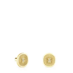 Brincos Oursin em ouro com diamantes de 0,02 ct