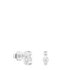 Brincos pequenos 8 mm urso em prata com pérolas cultivadas I-Bear