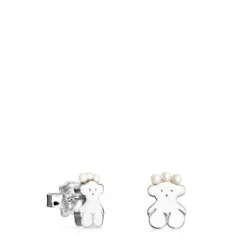 Brincos Real Sisy urso em Prata e Pérolas