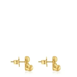 Brincos urso banhados a ouro 18 K sobre prata 10 mm Bold Bear
