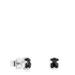 Brincos urso em prata e ónix 6 mm TOUS Icon Color