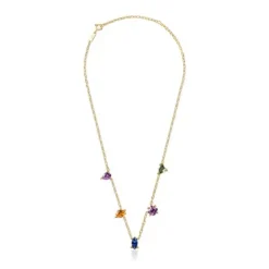 Colar curto banhado a ouro de 18 K sobre prata e pedras preciosas criadas em laboratório TOUS Color LGG