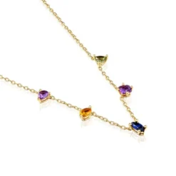 Colar curto banhado a ouro de 18 K sobre prata e pedras preciosas criadas em laboratório TOUS Color LGG