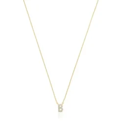 Colar curto em ouro e 0,05 ct de diamantes letra B Alphabet