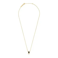 Colar curto motivo urso banhado a ouro de 18 K sobre prata e ónix Color Bear