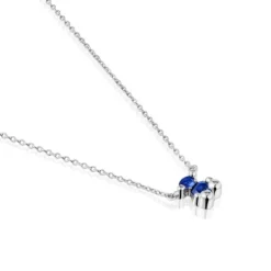 Colar curto motivo urso em prata e safira azul criada em laboratório Color Bear LGG