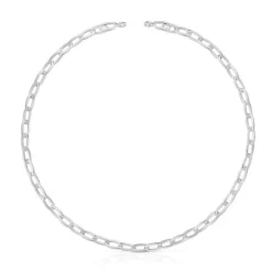 Colar curto XL em prata Hold Oval