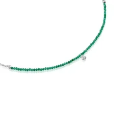 Colar em prata e calcedónia verde tratada Bold Bear