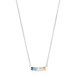 Colar Mini Color em Prata com Pedras Preciosas