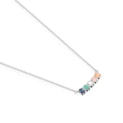Colar Mini Color em Prata com Pedras Preciosas