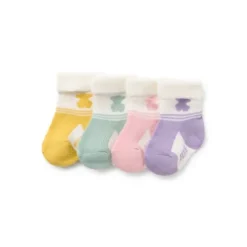 Conjunto de 4 pares de peúgas de bebé SSocks cor-de-rosa
