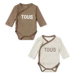 Conjunto de bodies de bebé cruzados Classic bege
